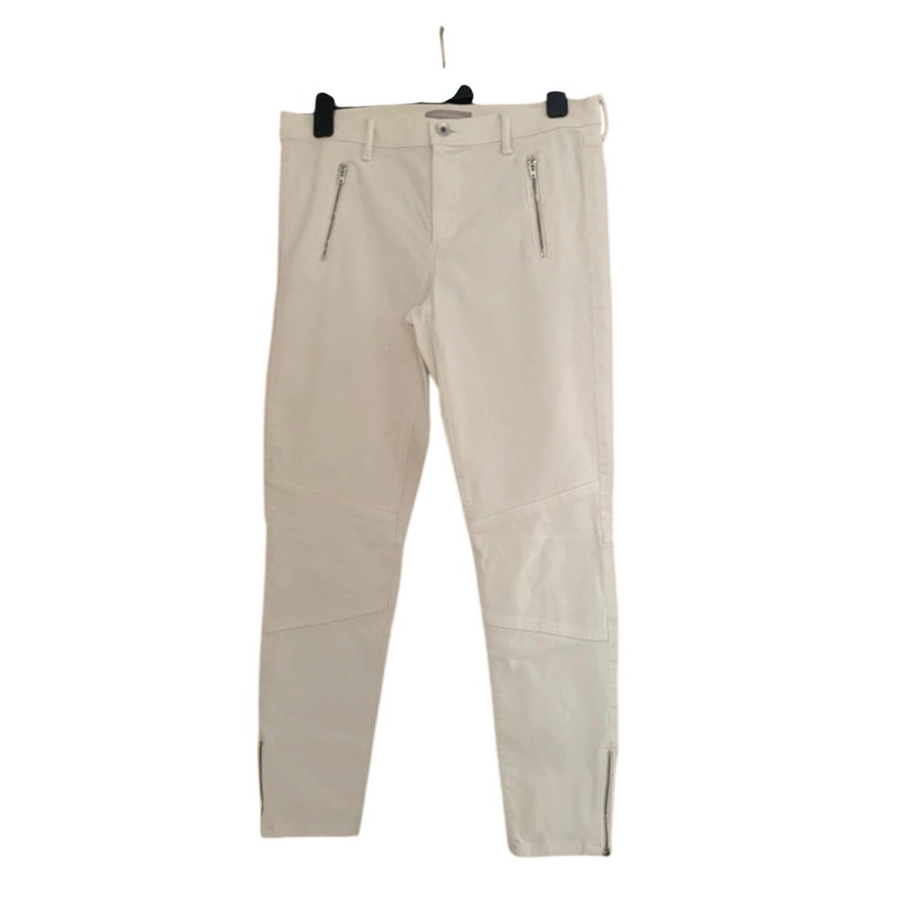 Banana Republic Womens Cream Corduroy Moto‎ Skinny Pants Ankle Zip 29 Regular